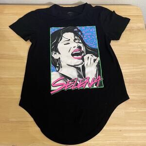 Selena Neon Graphic Black Babydoll Tee